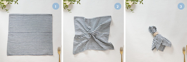 3 steps to folding a napkin for a napkin ring
