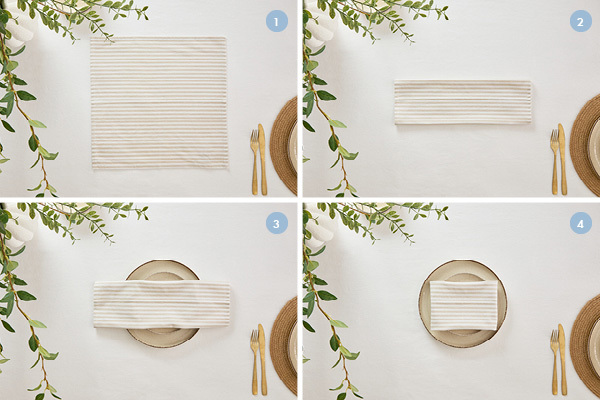 Wrapped Napkin Folding - 4 steps.