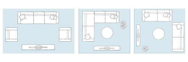 Typical Living Room Placements for your rug