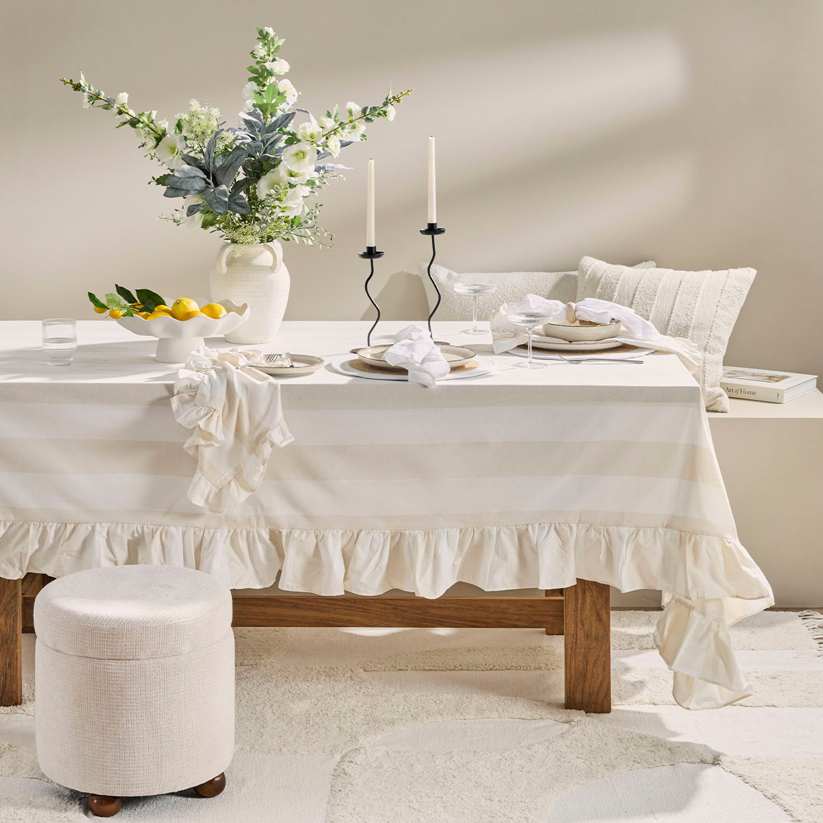 Piper Stripe Ruffle Table Cloth - Picture 8 of 10