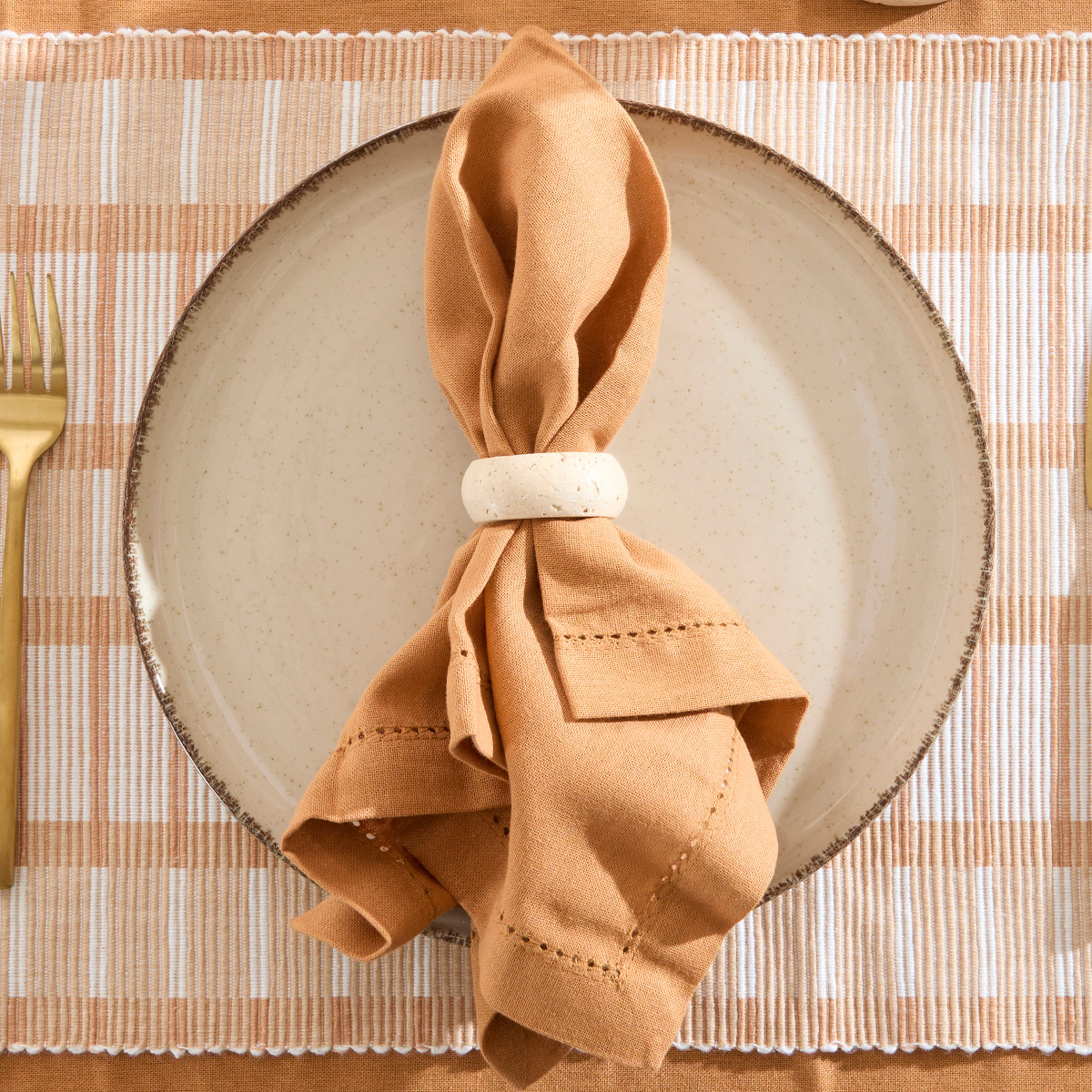 Travertine Marble Napkin Ring Set of 2