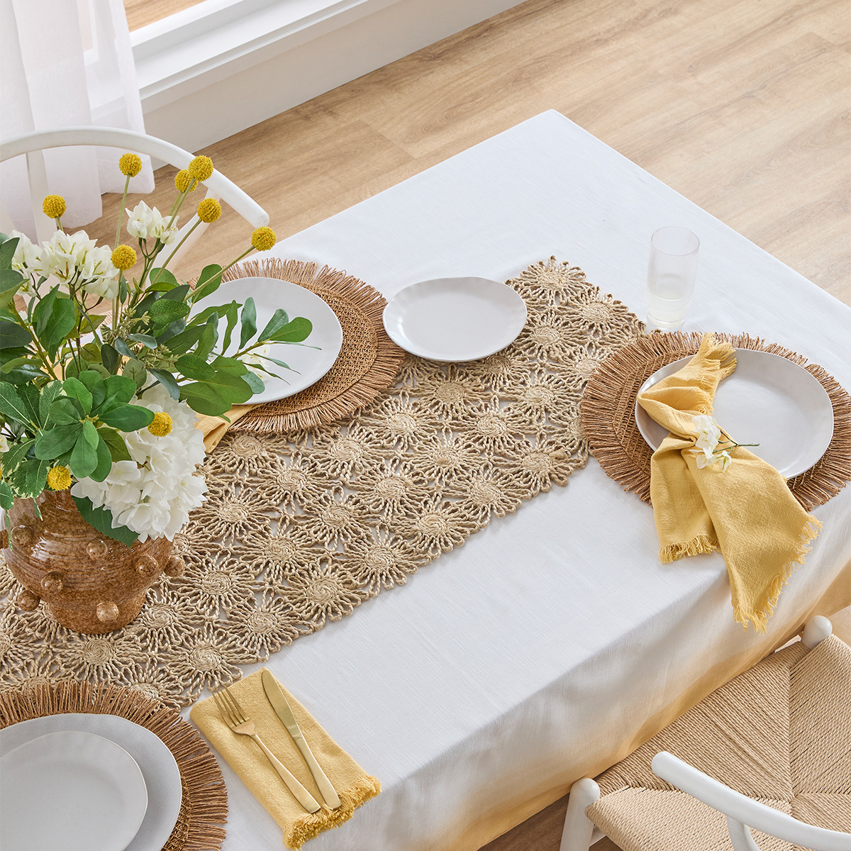 Rae Jute Flower Table Runner
