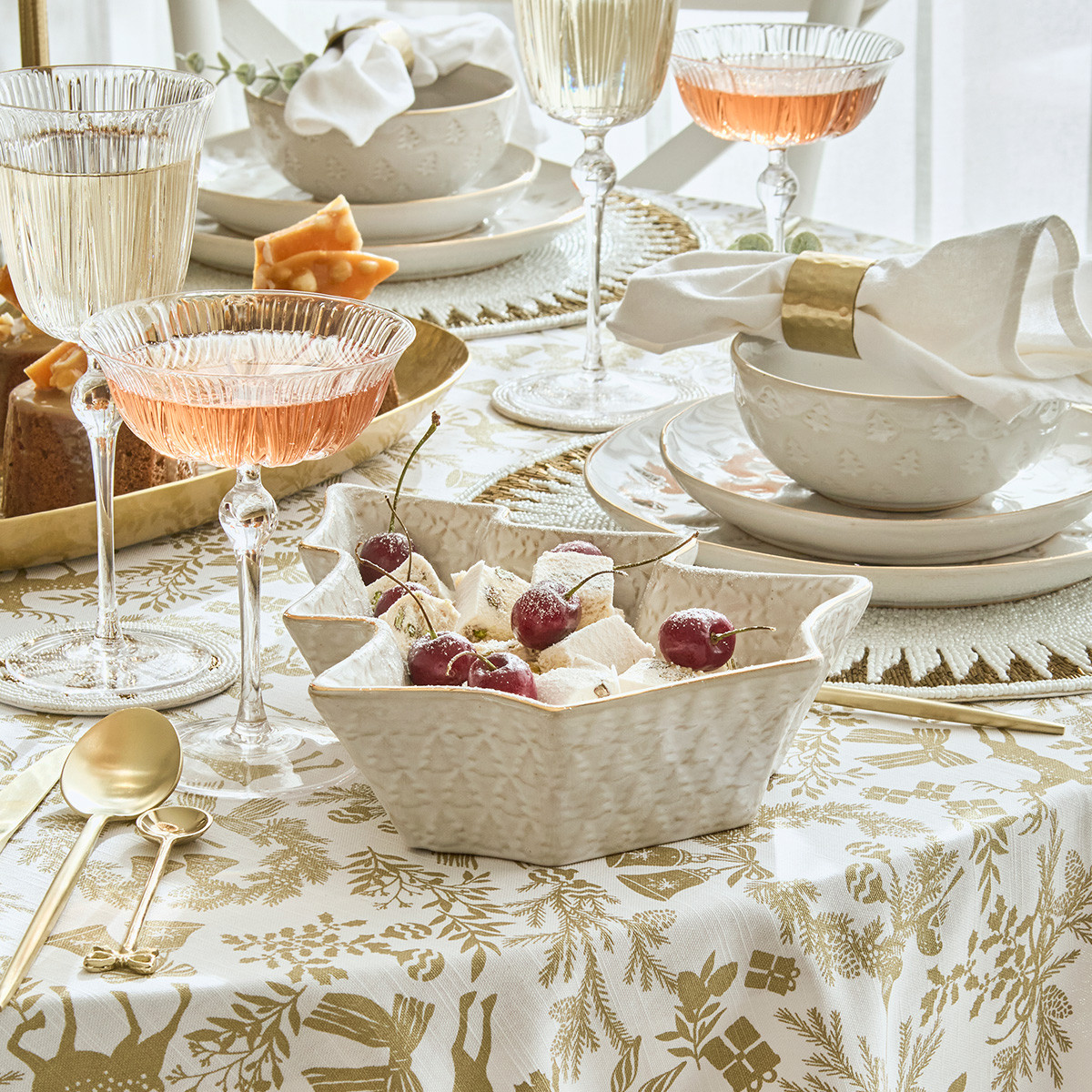 Christmas Tree Gold Rim Serving Bowl
