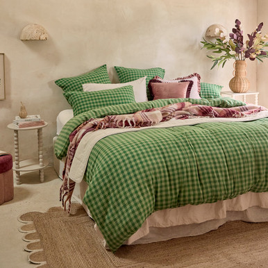 Maisie Green Check Quilt Cover Set