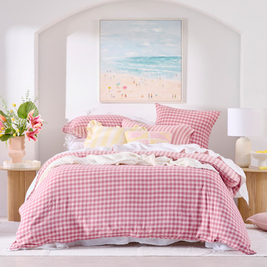 Maisie Pink Check Quilt Cover Set
