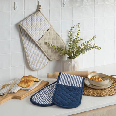 Catania Stripe Double Oven Glove - Pillow Talk
