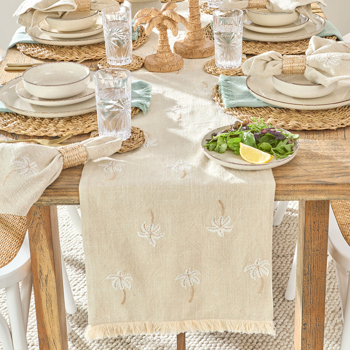 Palm Springs White Table Runner