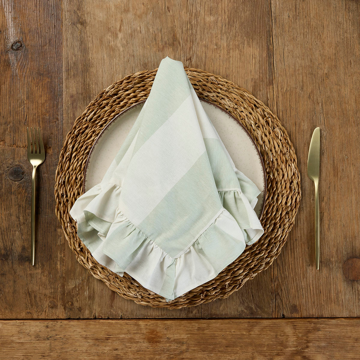 Piper Stripe Ruffle Napkin 4 Pack