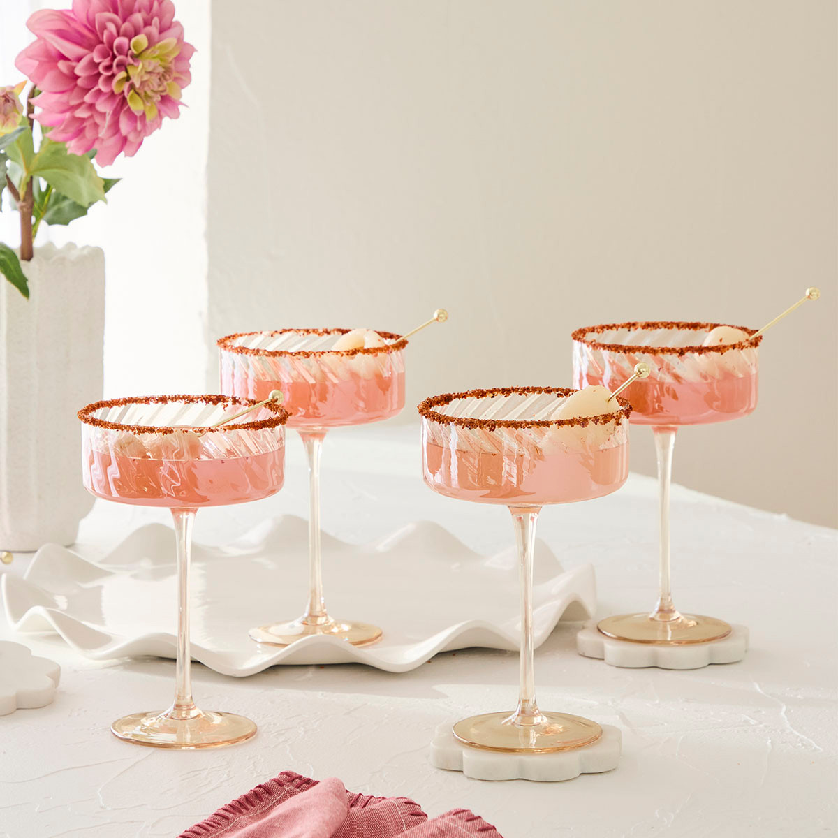 Raya Lustre Cocktail Coupe Glass Set of 4
