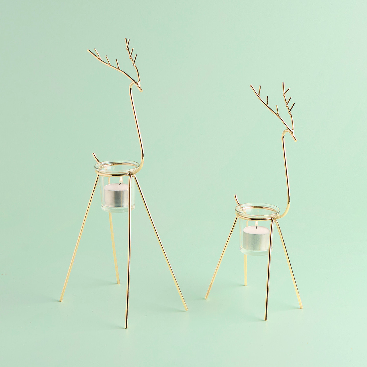 Dashing Reindeer Christmas Tealight Holder 2 Pack