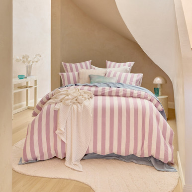 Milah Mauve Stripe Quilt Cover Set