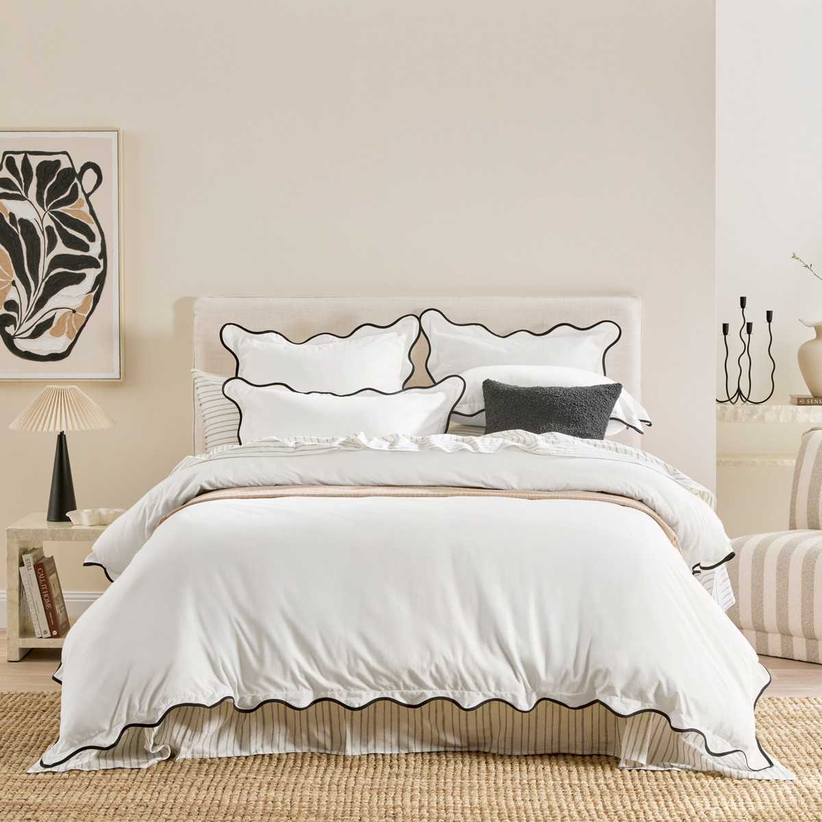 Harper Scallop White Quilt Cover Set