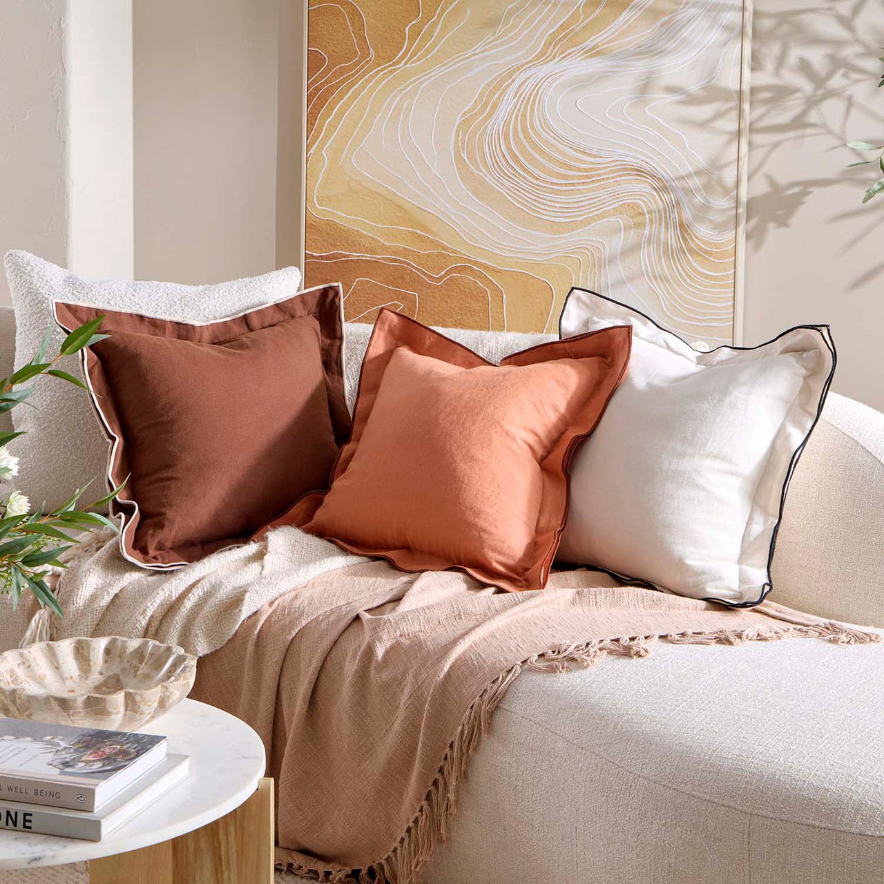 Frankie Contrast Edge Feather Cushion