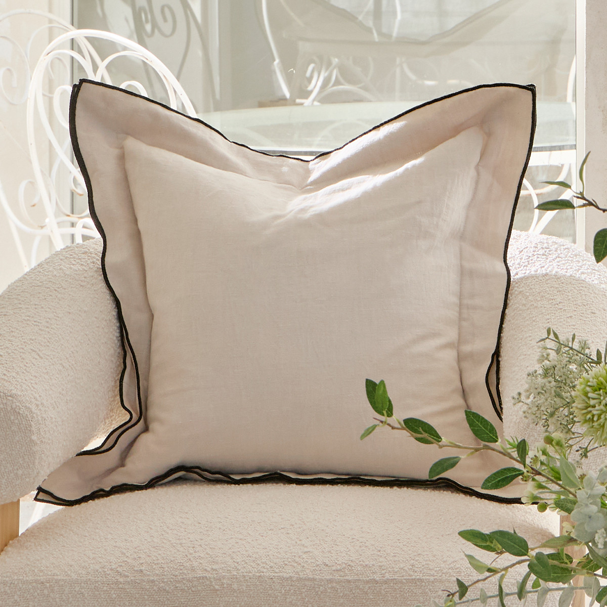 Frankie Contrast Edge Feather Cushion