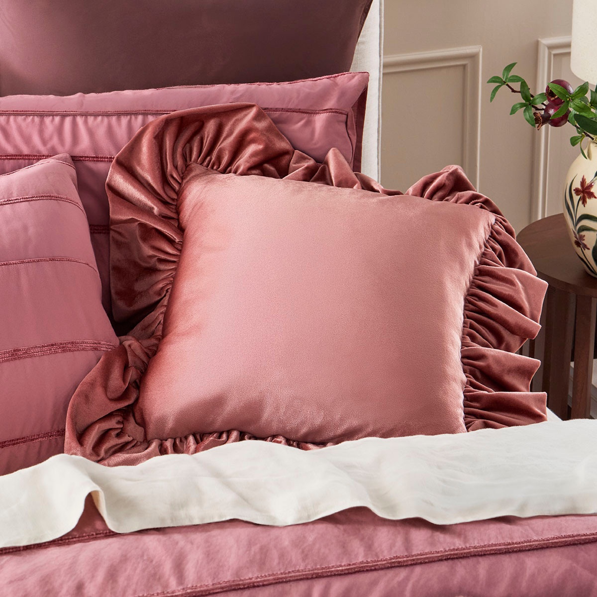 Sabrina Velvet Ruffle Cushion