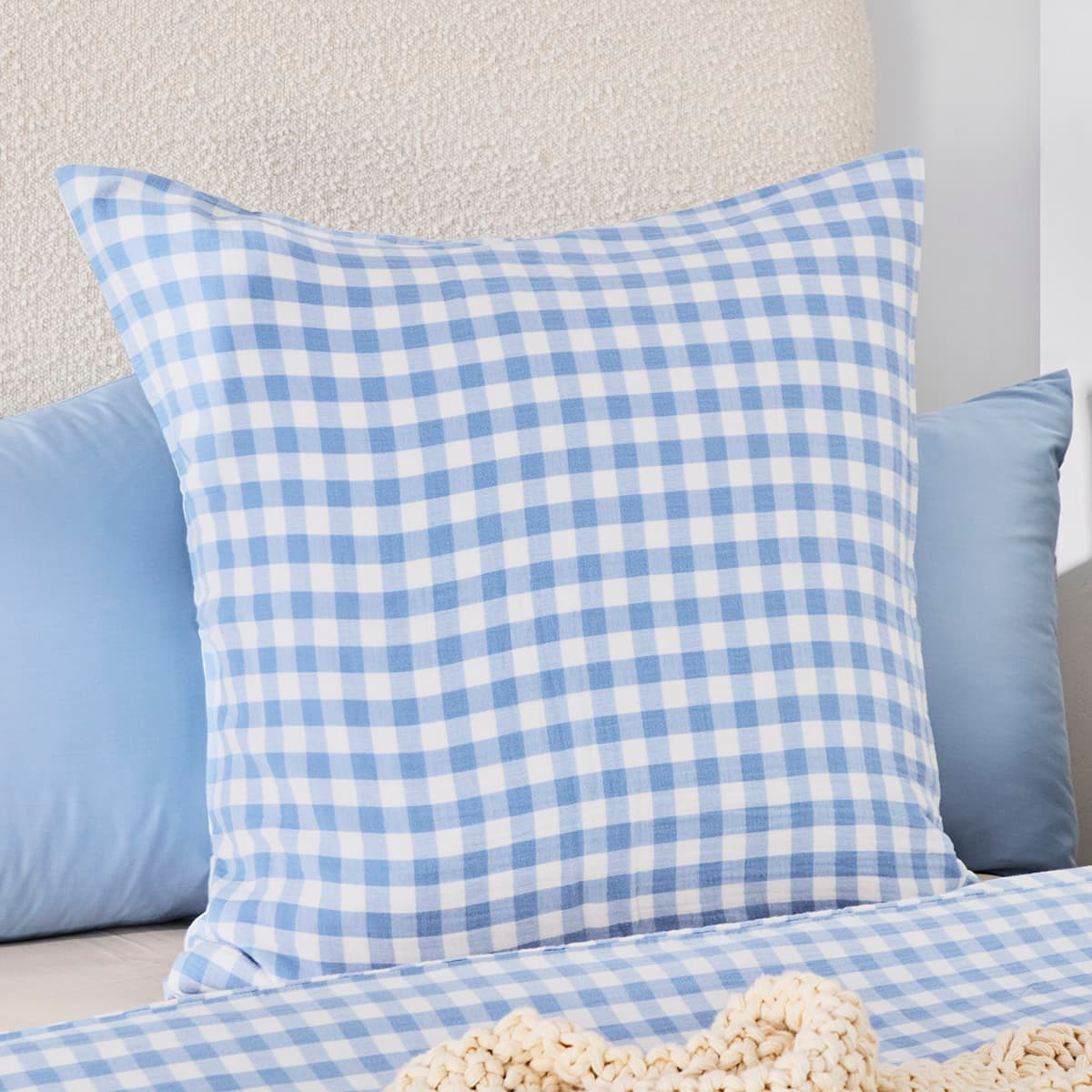 Maisie Check Light Blue European Pillowcase