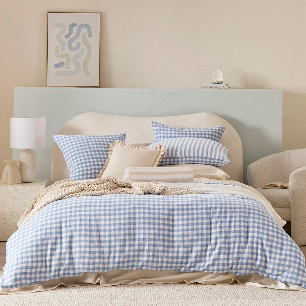 Maisie Check Light Blue Quilt Cover Set