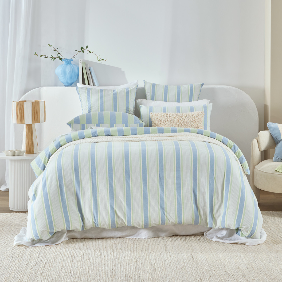 Finn Reversible Stripe Quilt Cover Set