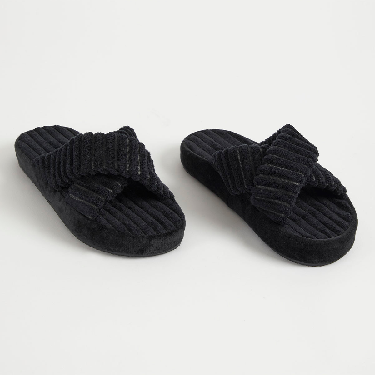 Lucy Black Cross Strap Home Slippers