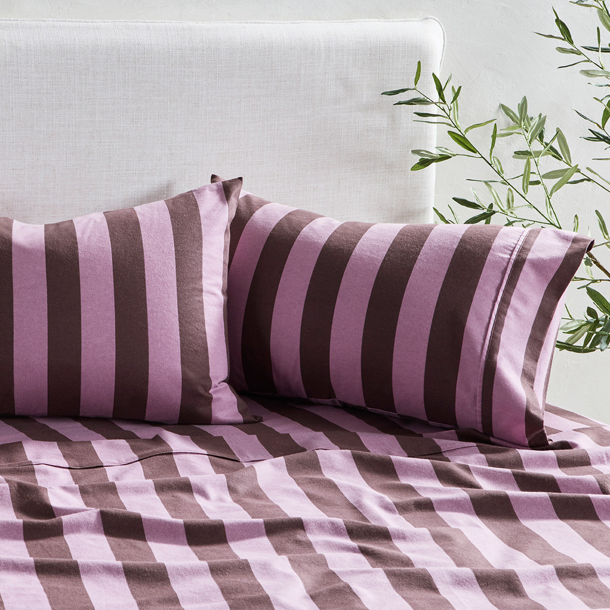 Berry Stripe Cotton Flannelette Sheet Set