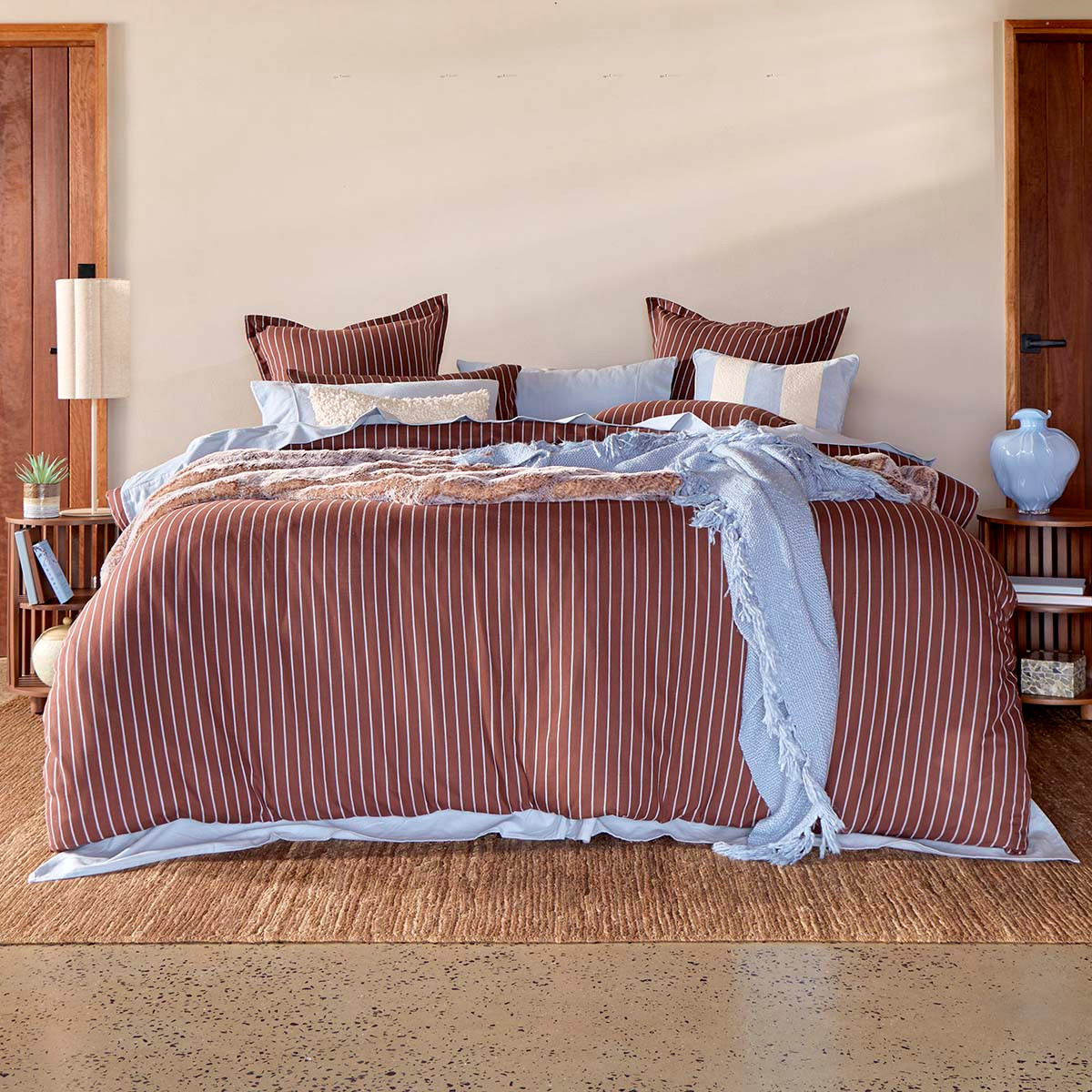 Atlas Stripe Chocolate Brown Quilt Cover Set