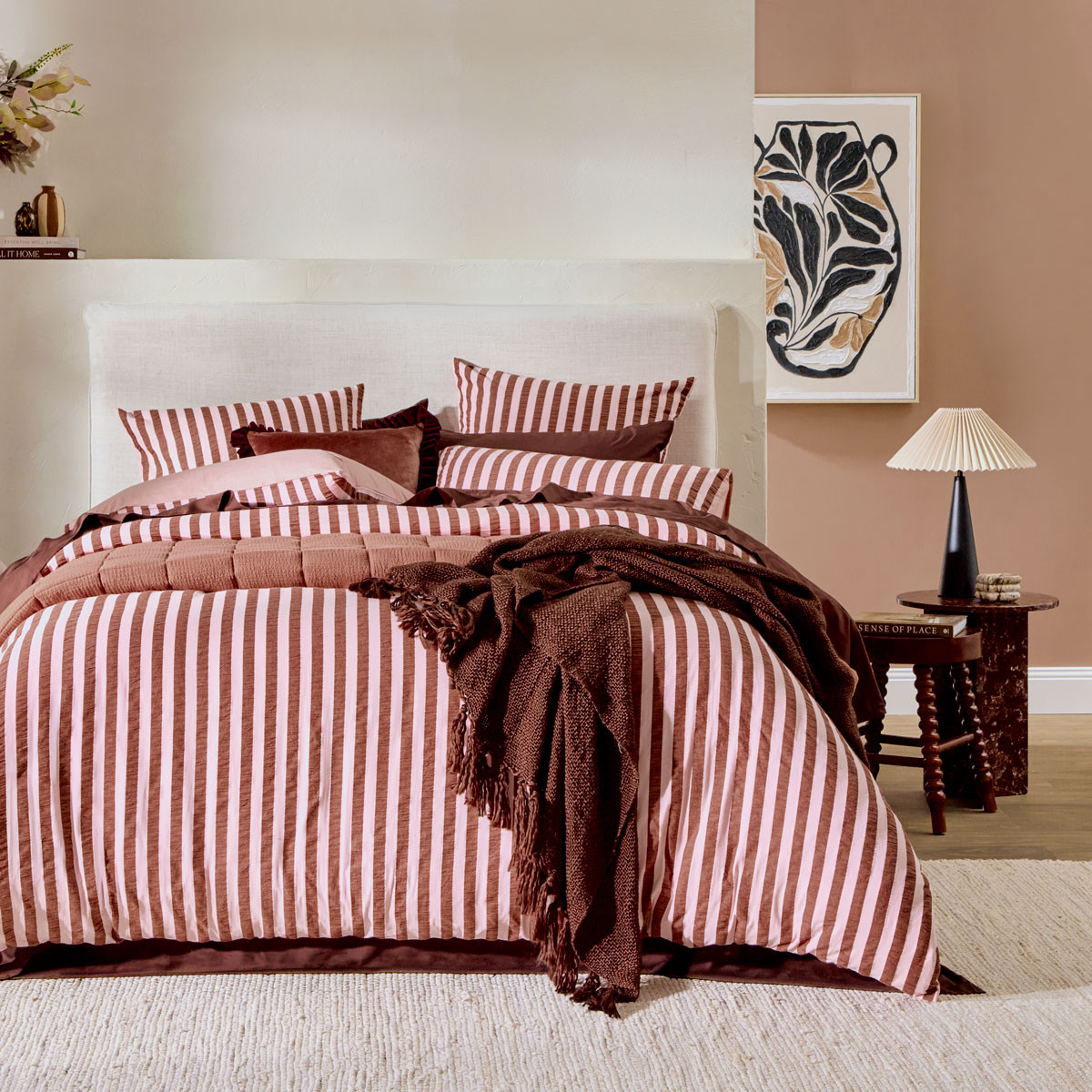 Jordan Stripe Blush Quilt Cover Set