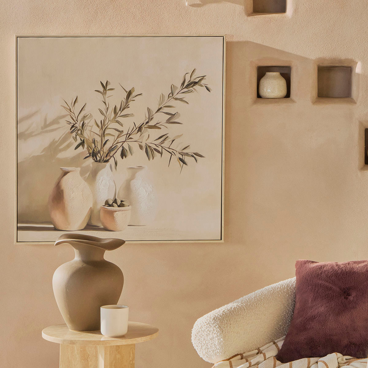 Olive Vase Canvas Wall Art