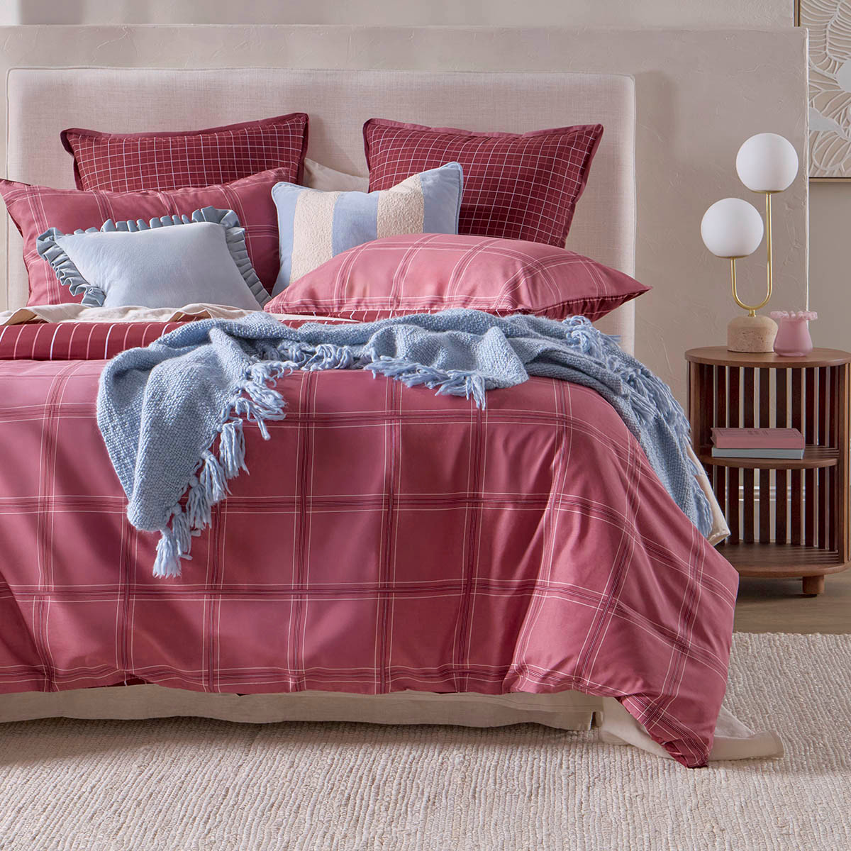 Charli Reversible Check/Stripe Quilt Cover Set