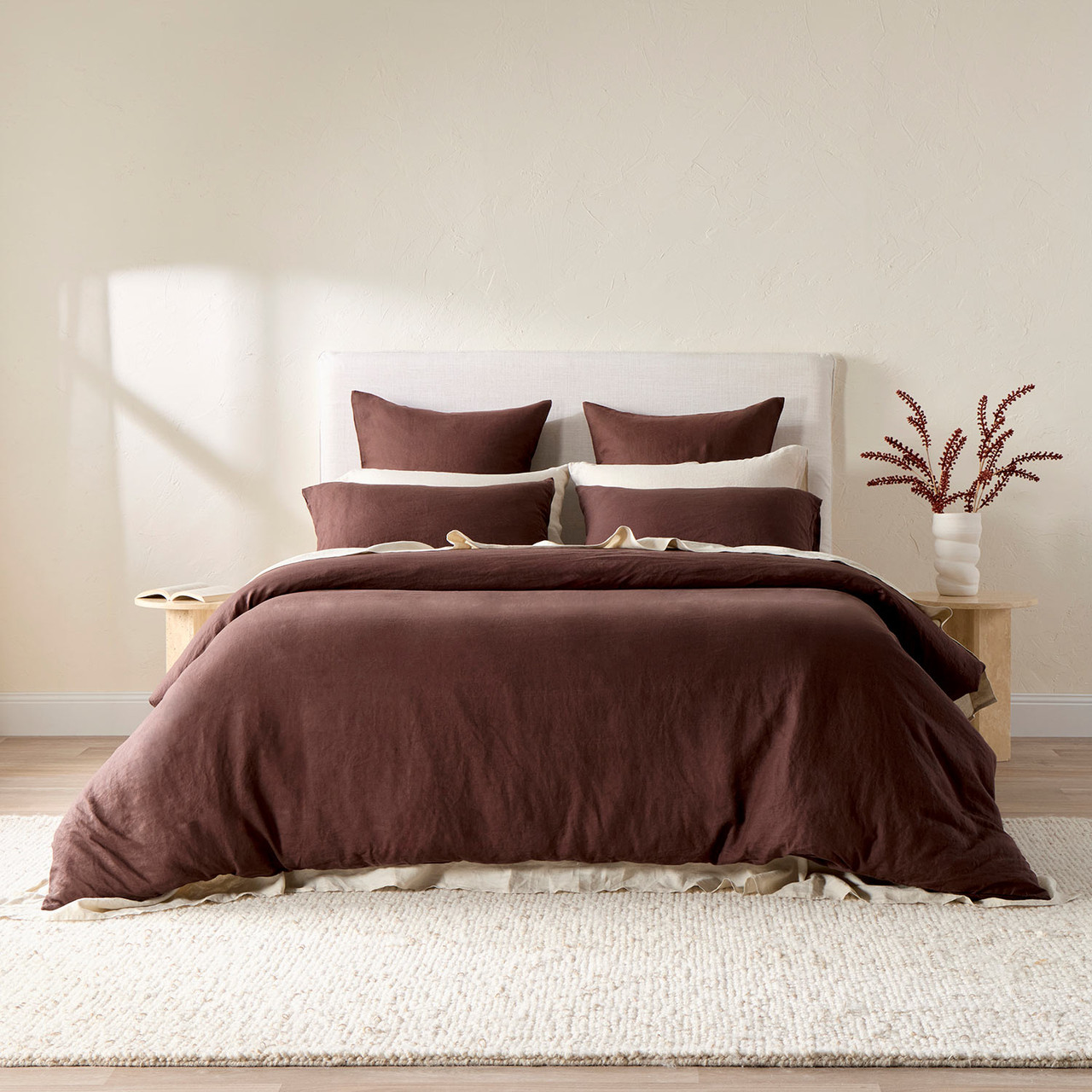 Washed Linen Chocolate Quilt Cover Set