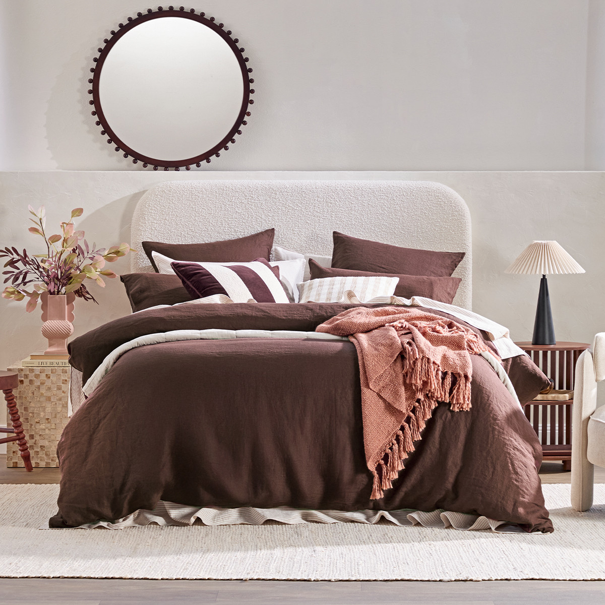 Washed Linen Chocolate Brown Quilt Cover Set