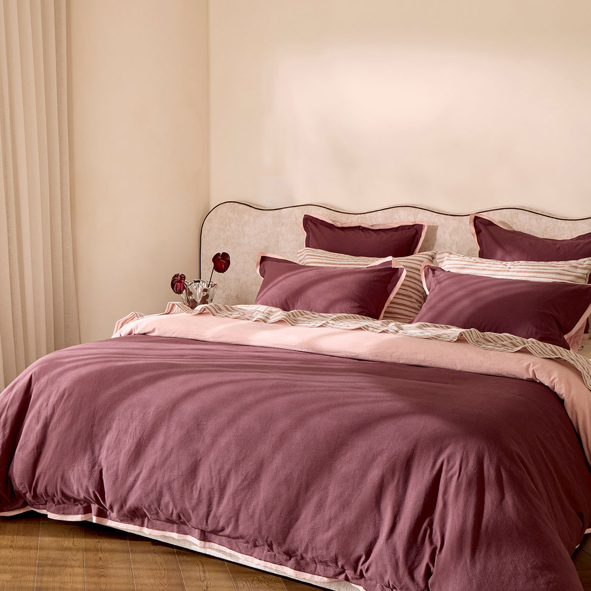 Solace Chocolate Contrast Quilt Cover Set