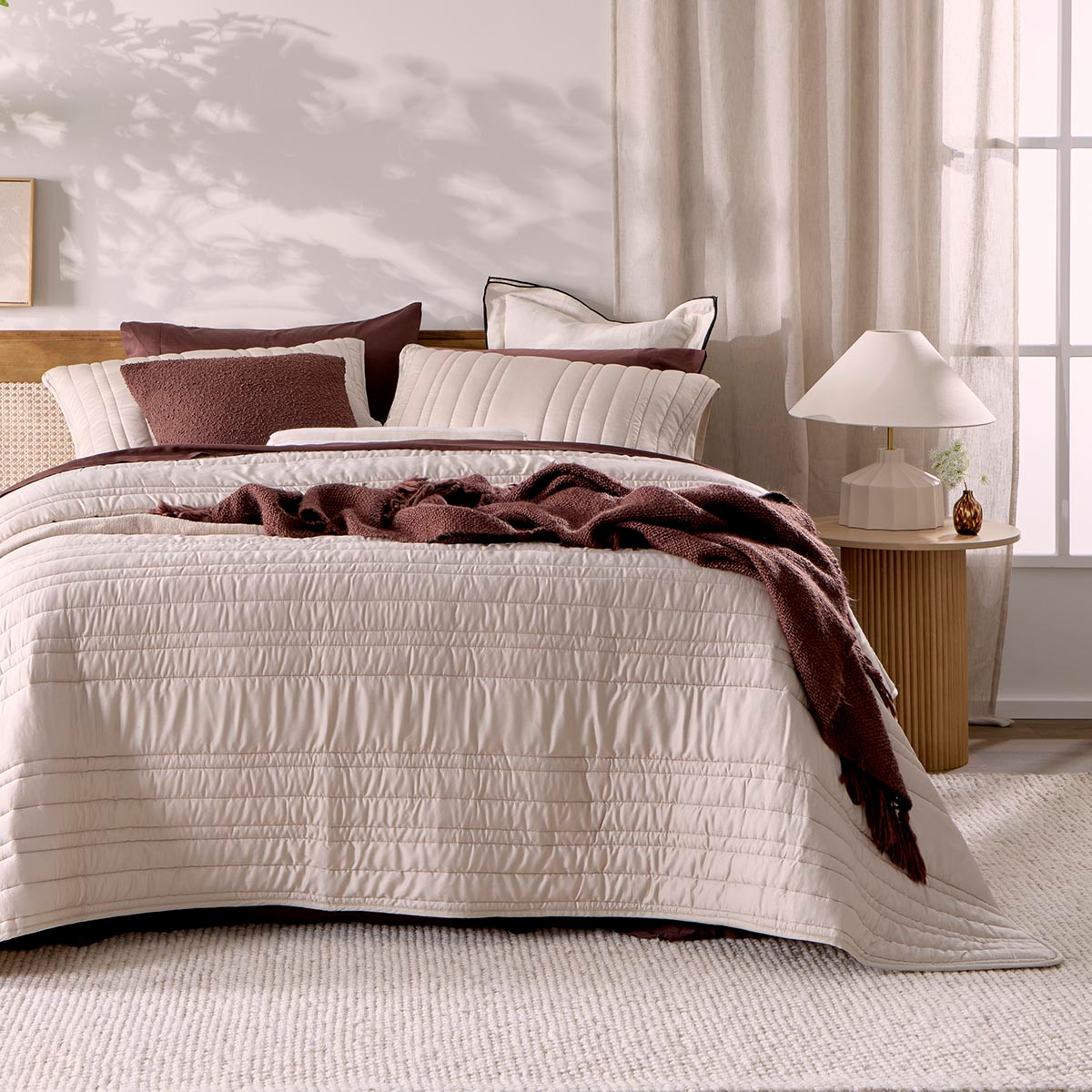 Bobbi Sand Bamboo Cotton Coverlet Set