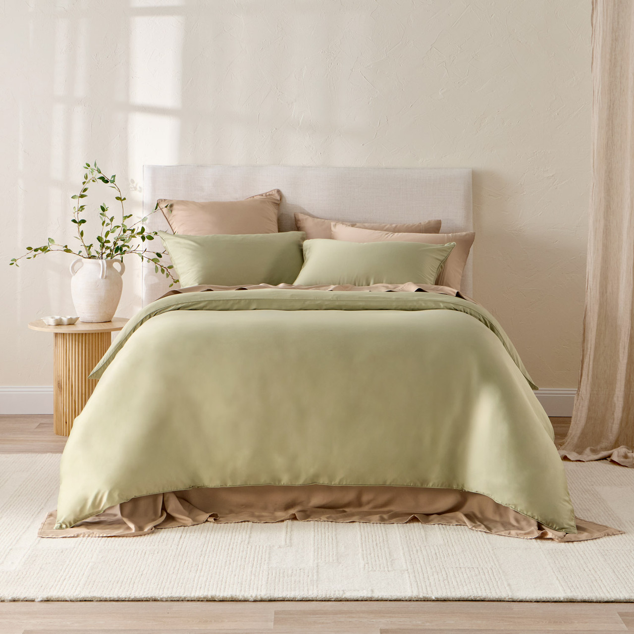 Bamboo Cotton Soft Fern Green Quilt Cover Set