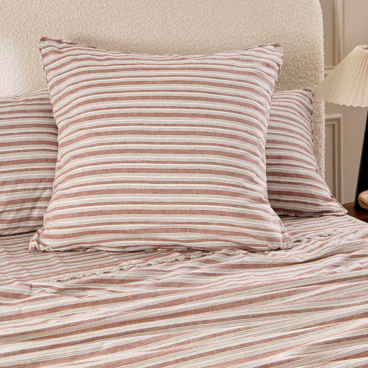 Cotton Linen Brown Stripe European Pillowcase