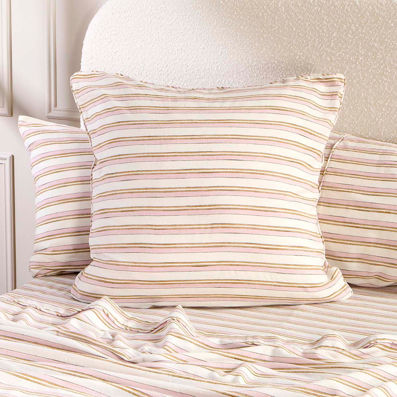 Cotton Linen Pink Stripe European Pillowcase