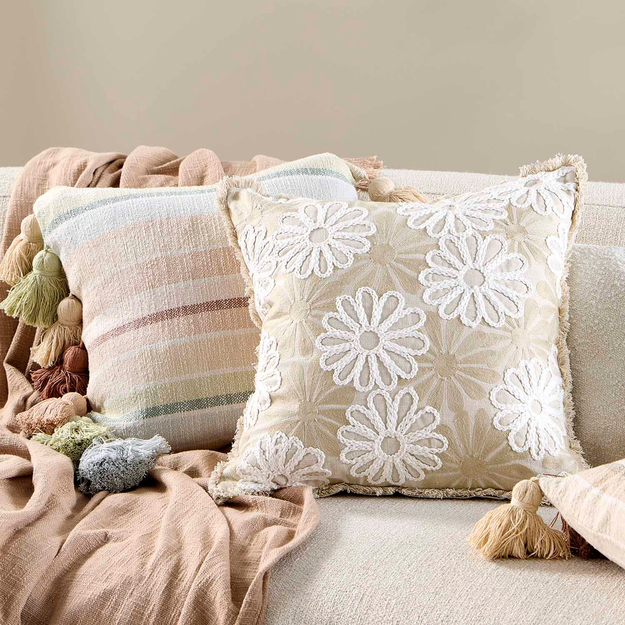 Lani Floral Embroidered Cushion