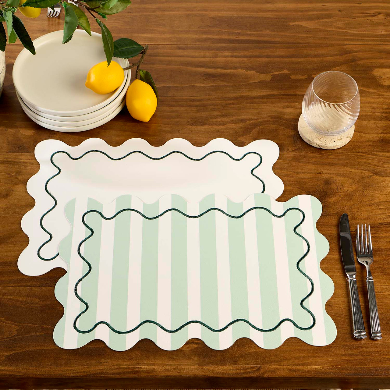Ziggy Green Stripe Reversible Placemat