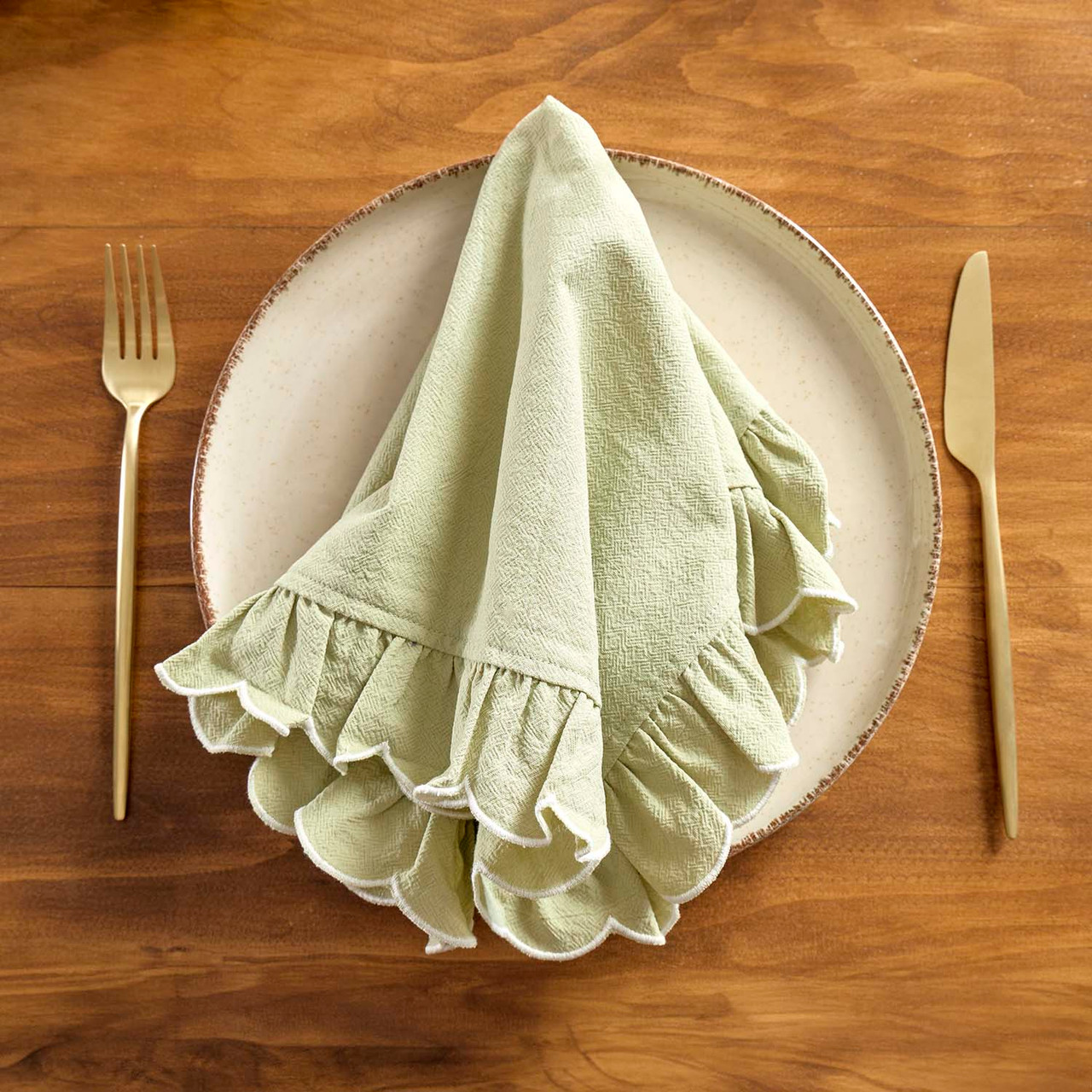 Elle Cotton Linen Ruffle Napkin Set of 4