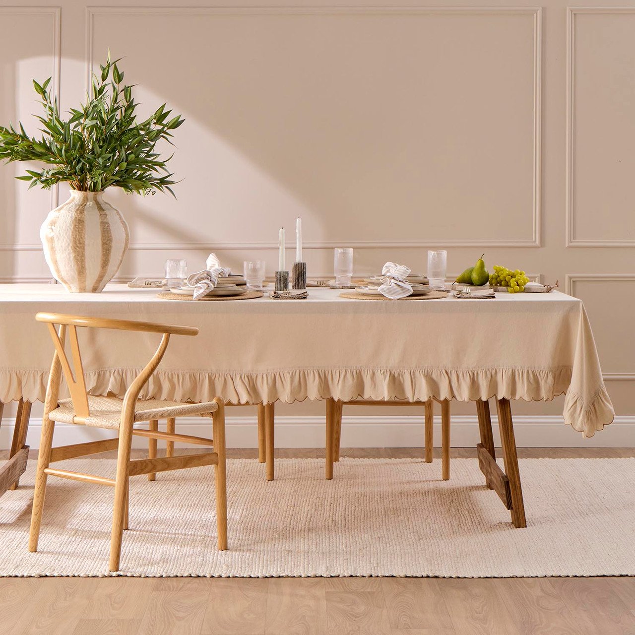 Elle Cotton Linen Ruffle Table Cloth