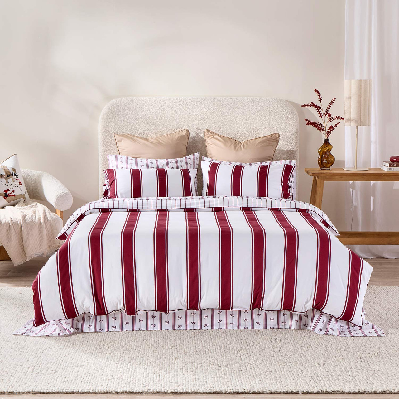Vixen Reversible Stripe Christmas Quilt Cover Set