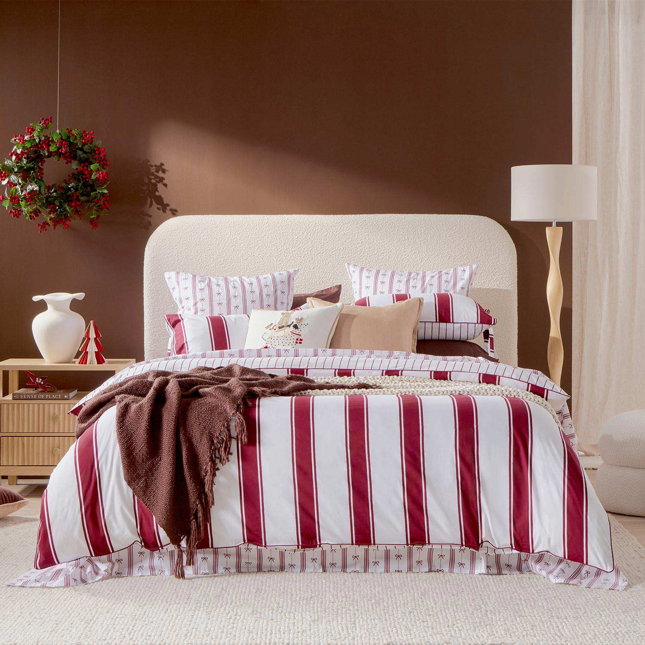 Vixen Reversible Stripe Christmas Quilt Cover Set