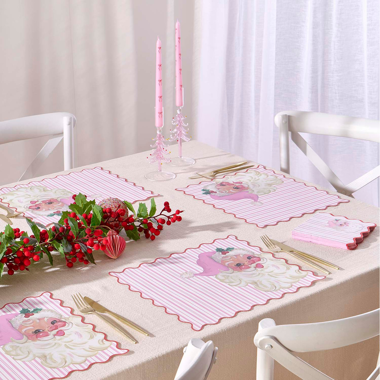 Jolly Santa Christmas Paper Placemat 20 Pack