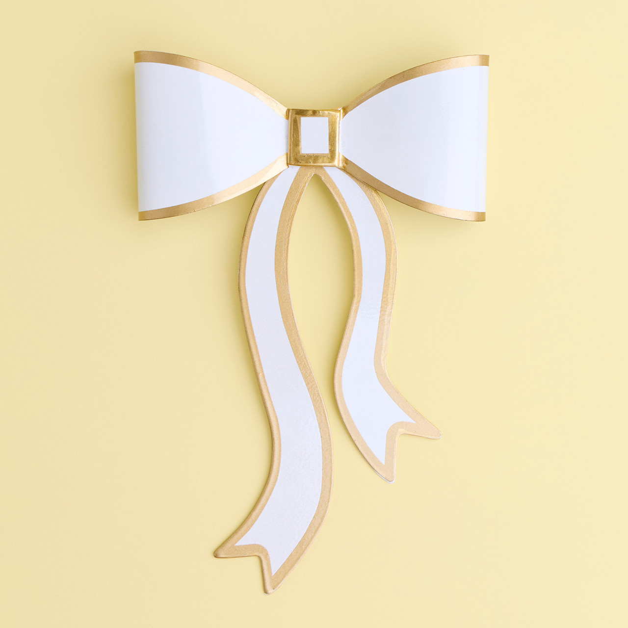 Jolly Metal White/Gold Christmas Bow