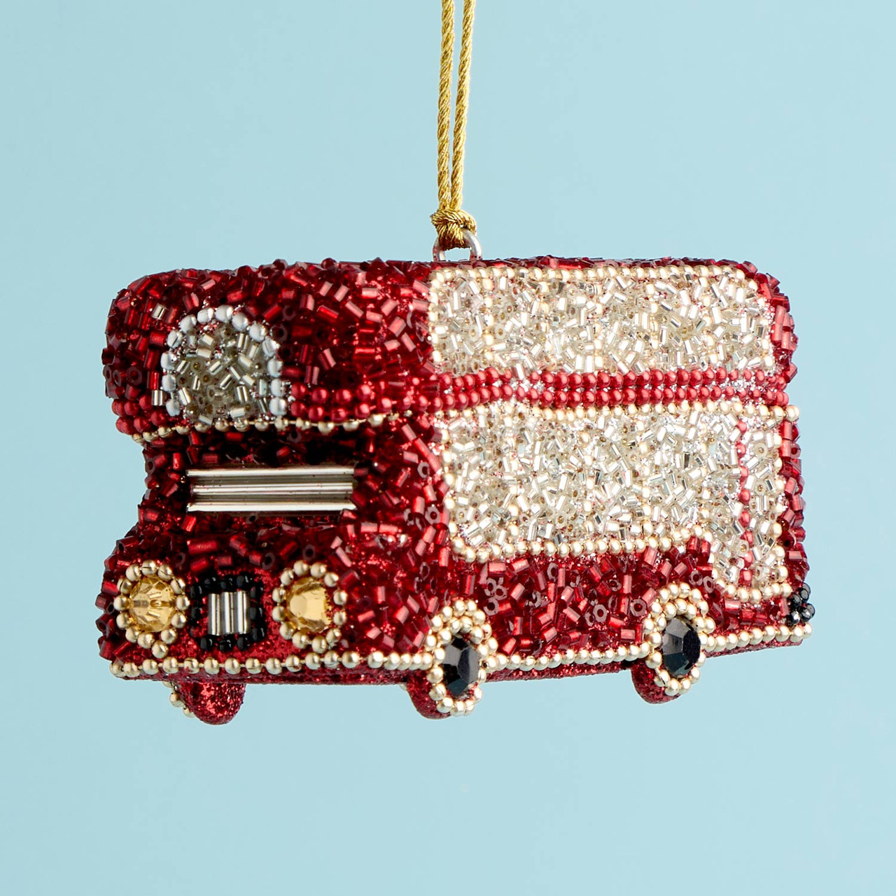 Beaded Bus Christmas Hanging Decoration