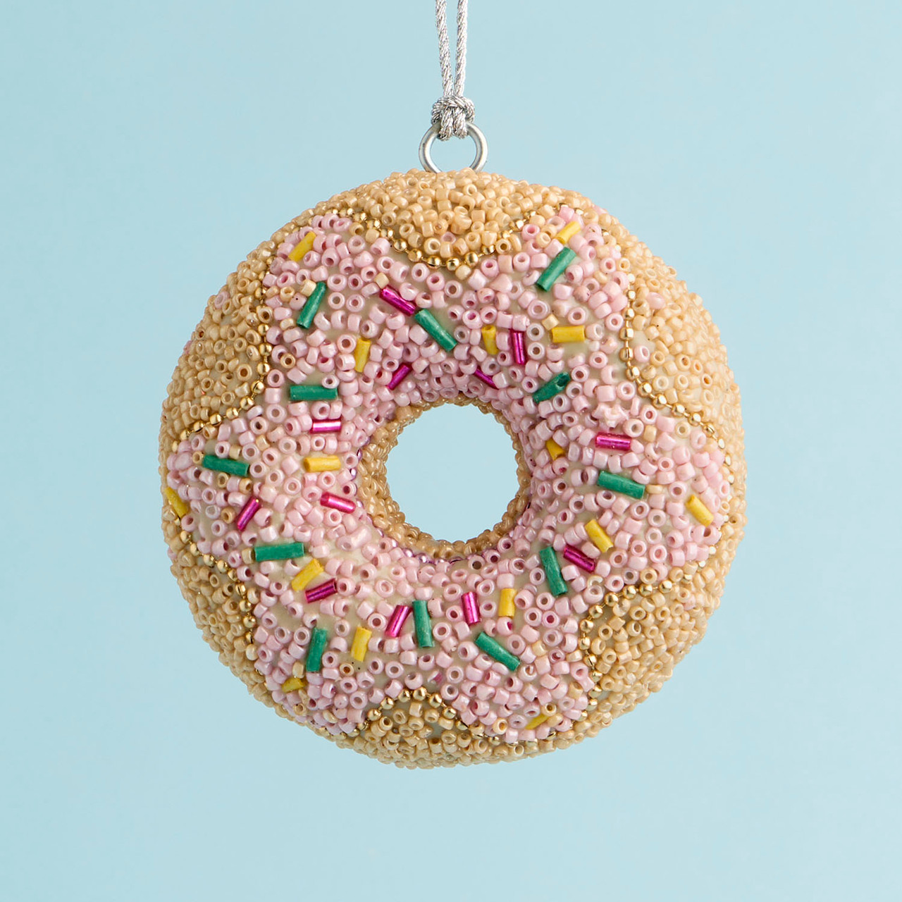 Beaded Ditsy Donut Christmas Hanging Decoration