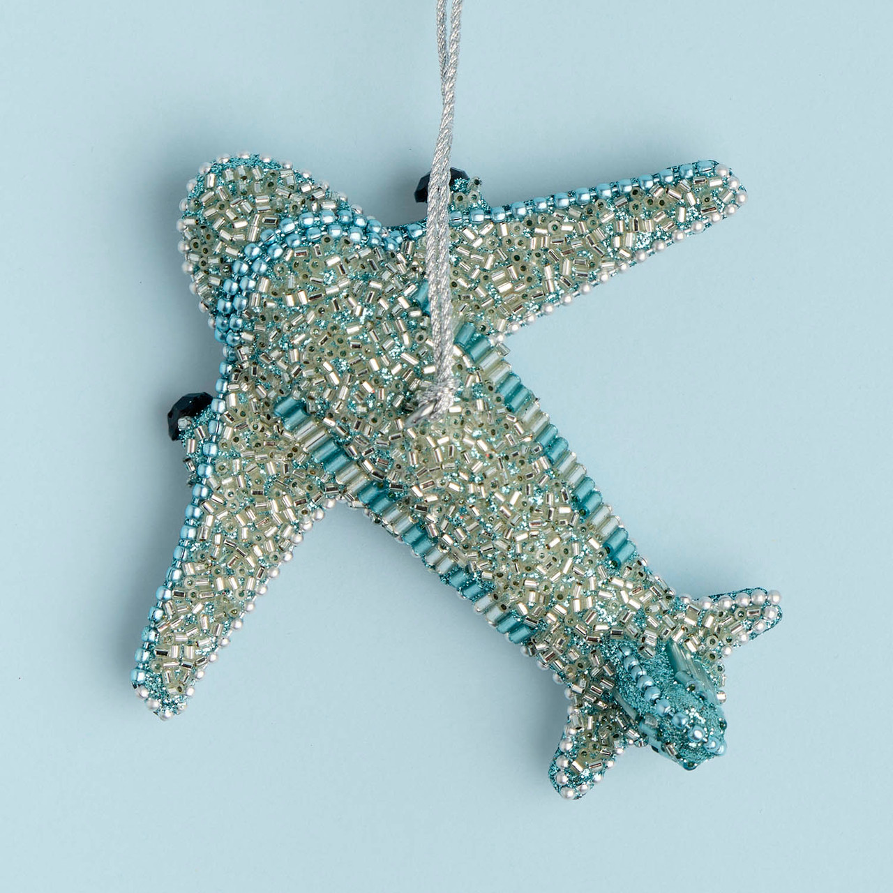 Beaded Plane Christmas Hanging Decoration