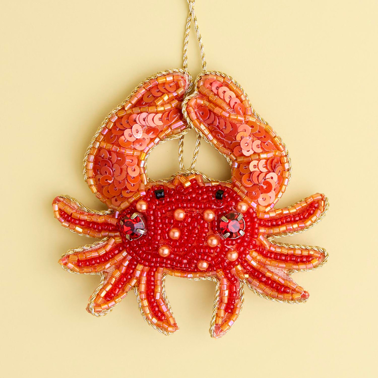 Beaded Crab Christmas Hanging Decoration