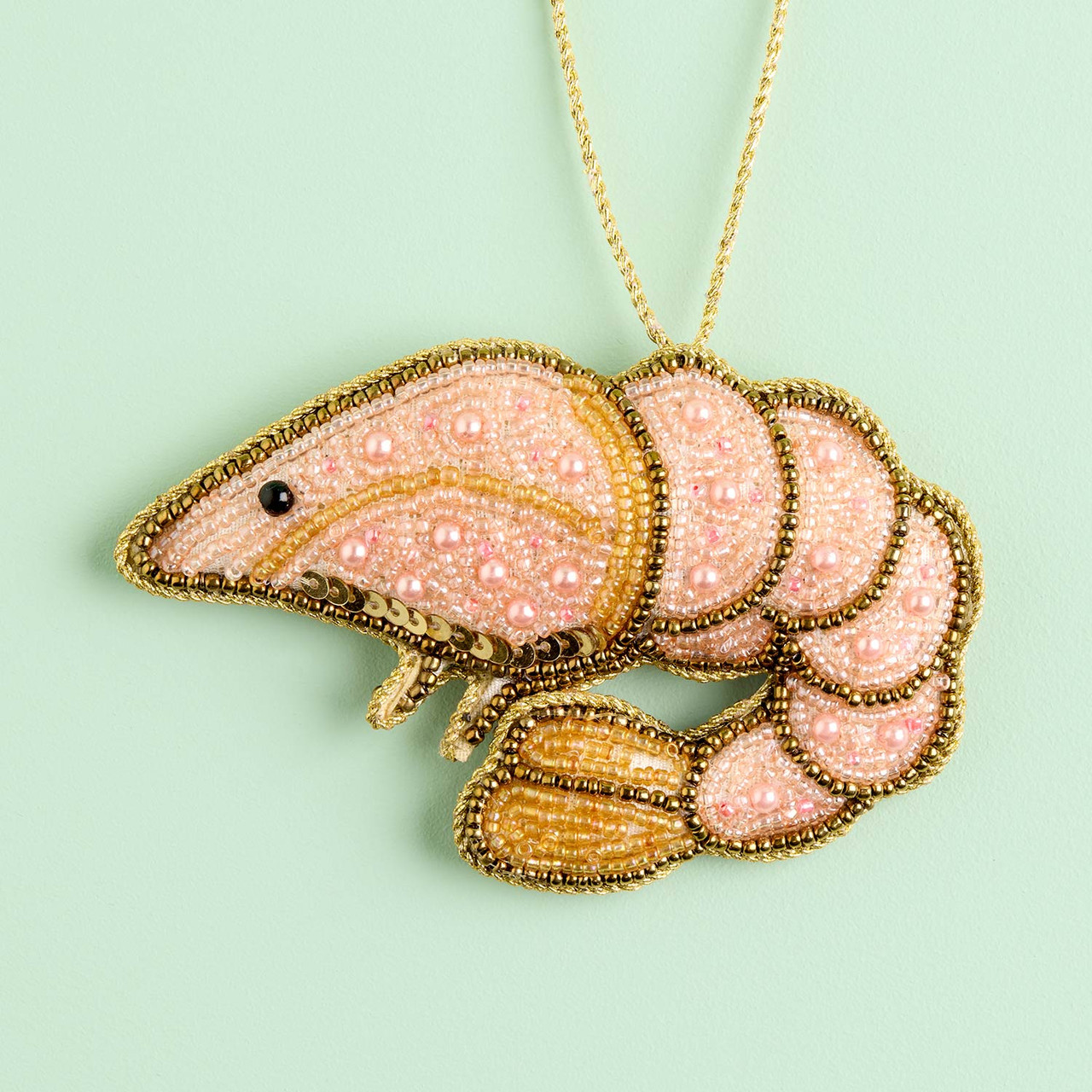 Beaded Prawn Christmas Hanging Decoration