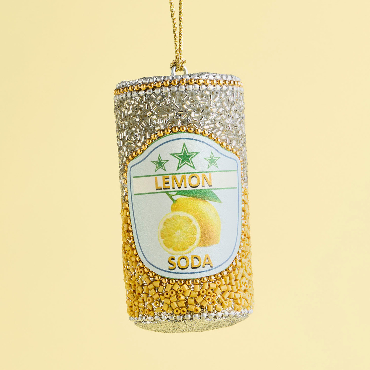 Beaded Lemon Soda Pop Christmas Hanging Decoration