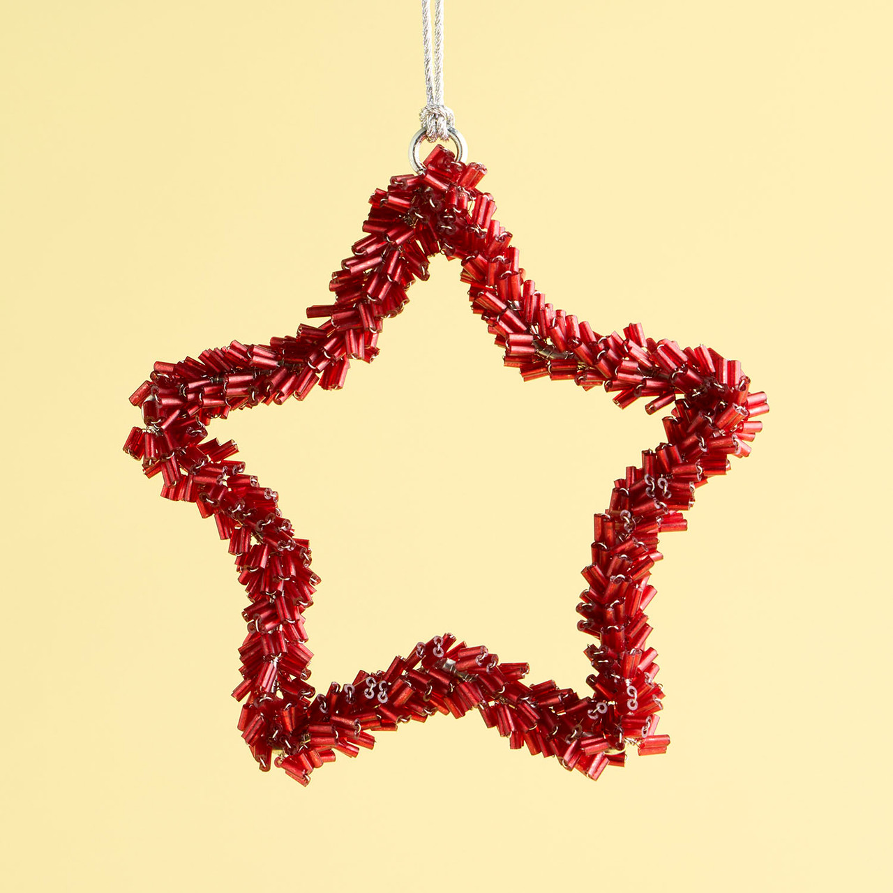 Beaded Red Twinkle Star Christmas Hanging Decoration